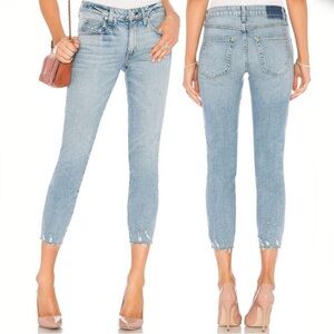 AMO Stix Crop Denim in Light Blue called catch ya later size 24